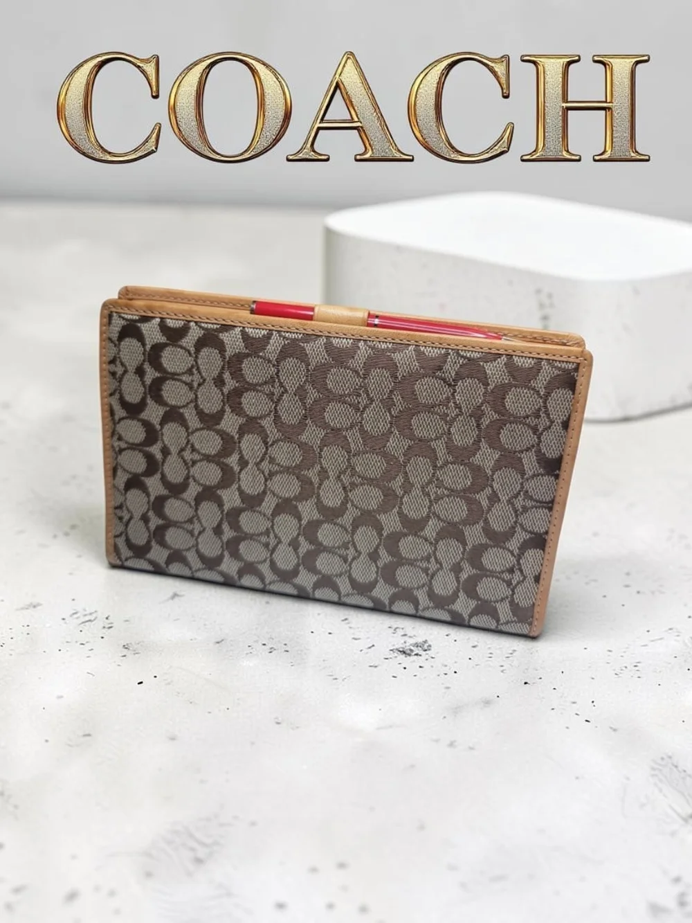 COACH Vintage Signature Canvas Planner in EUC Pen Needs A Refill